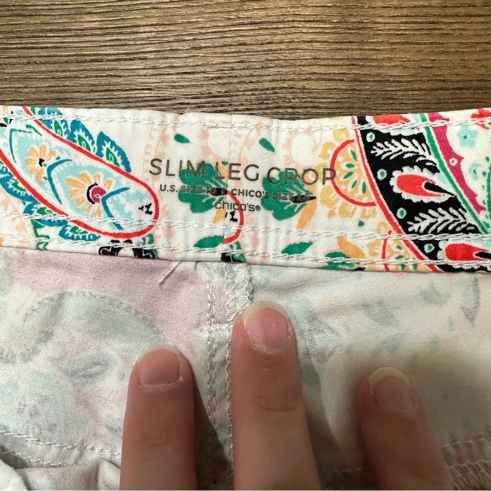 Chico's Multicolor Paisley Slim Leg Crop Pants - Picture 3 of 8